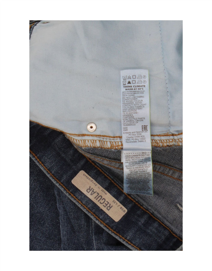 Marks & Spencer Mens Regular Straight Jeans W38 L33 Blue Cotton