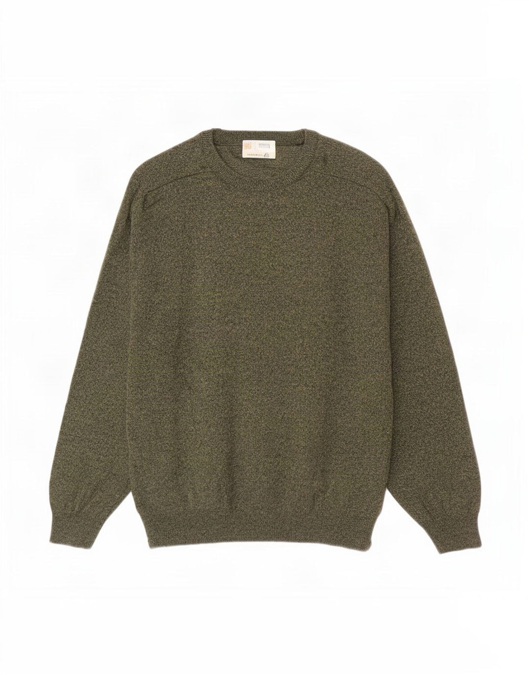 Maglione maglione girocollo da uomo Marks & Spencer grande lana d'agnello screziata color kaki