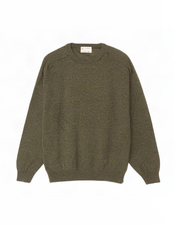 Marks & Spencer Herretrøjetrøje med rund hals Stor Khaki Flecked Lammeuld