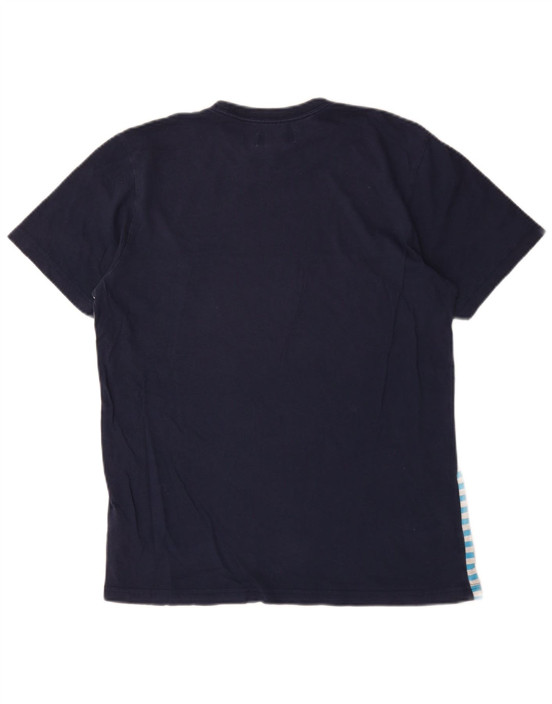 Adidas Mens T-Shirt Top Medium Navy Blue Striped Cotton