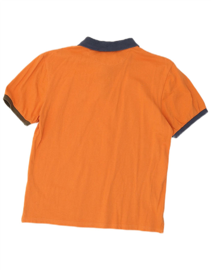 North Sails Mens Polo Shirt Medium Orange Colourblock Cotton