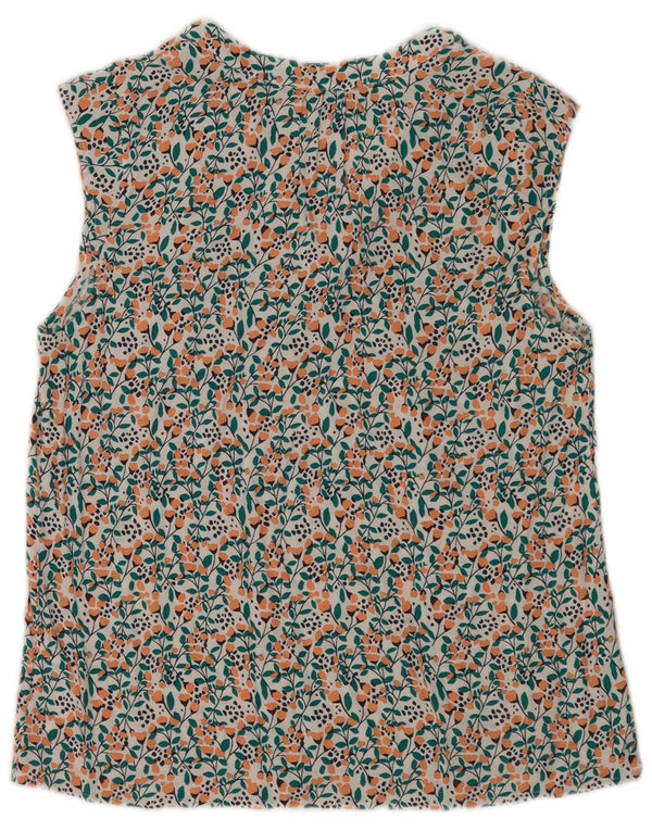 Crew Clothing Womens Sleeveless Blouse Top UK 10 Small White Floral Viscose