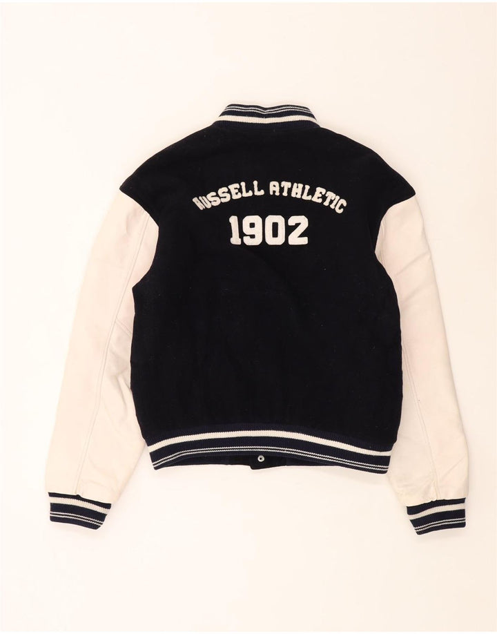 Russell Athletic Mens Varsity Jacket UK 38 Medium Navy Blue College