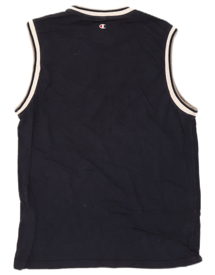 Champion Mens Graphic Vest Top Medium Navy Blue Cotton