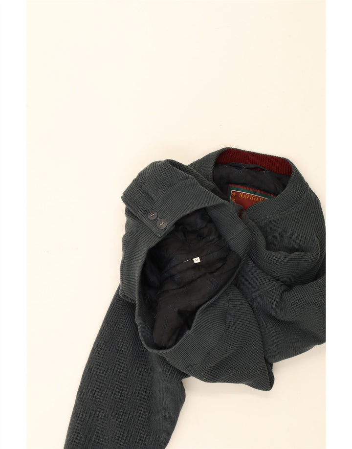 NAVIGARE Mens Knit Bomber Jacket UK 38 Medium Grey Floral Vintage Navigare and Second-Hand Navigare from Messina Hembry 