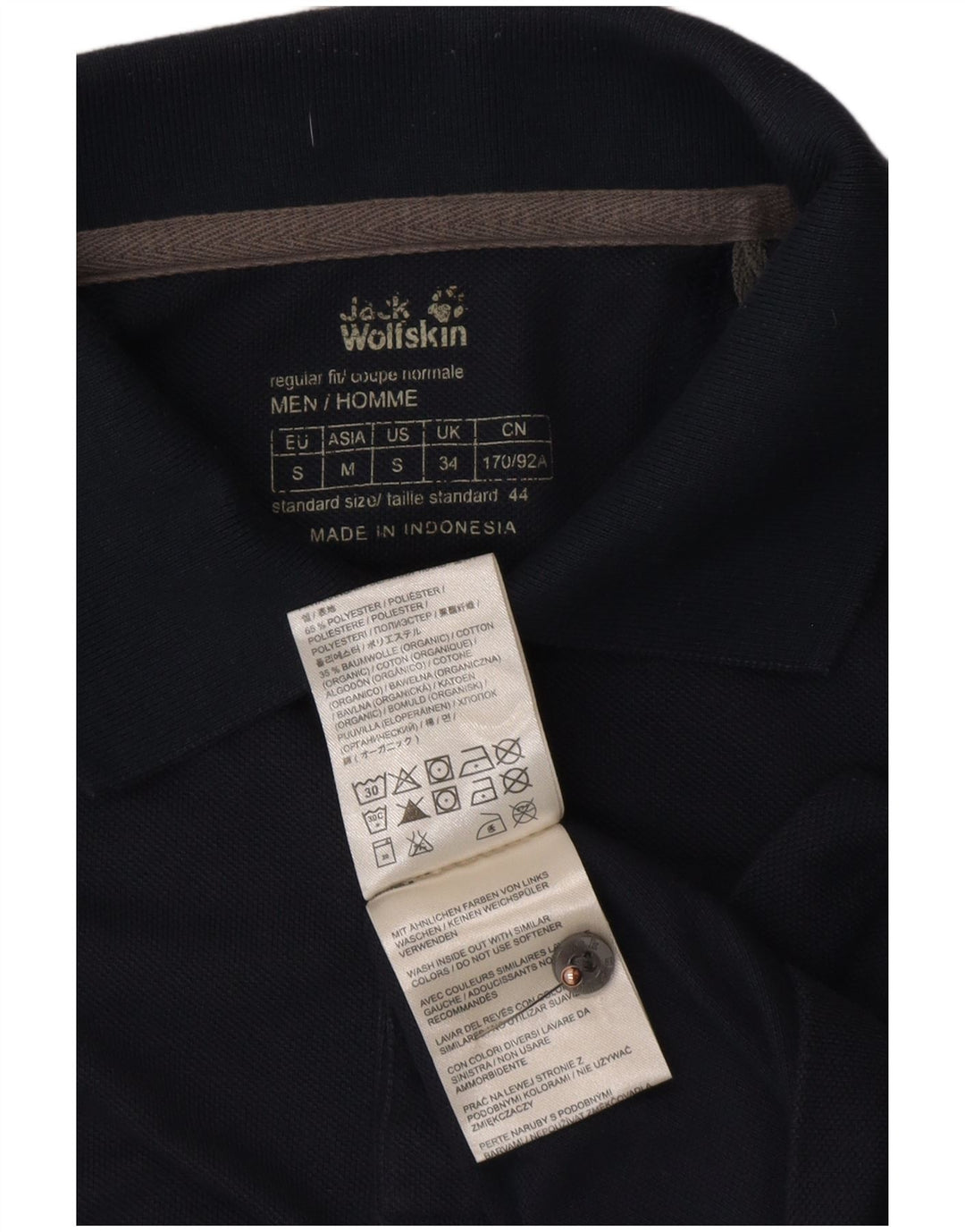 JACK WOLFSKIN Mens Polo Shirt UK 34 Small Navy Blue Polyester