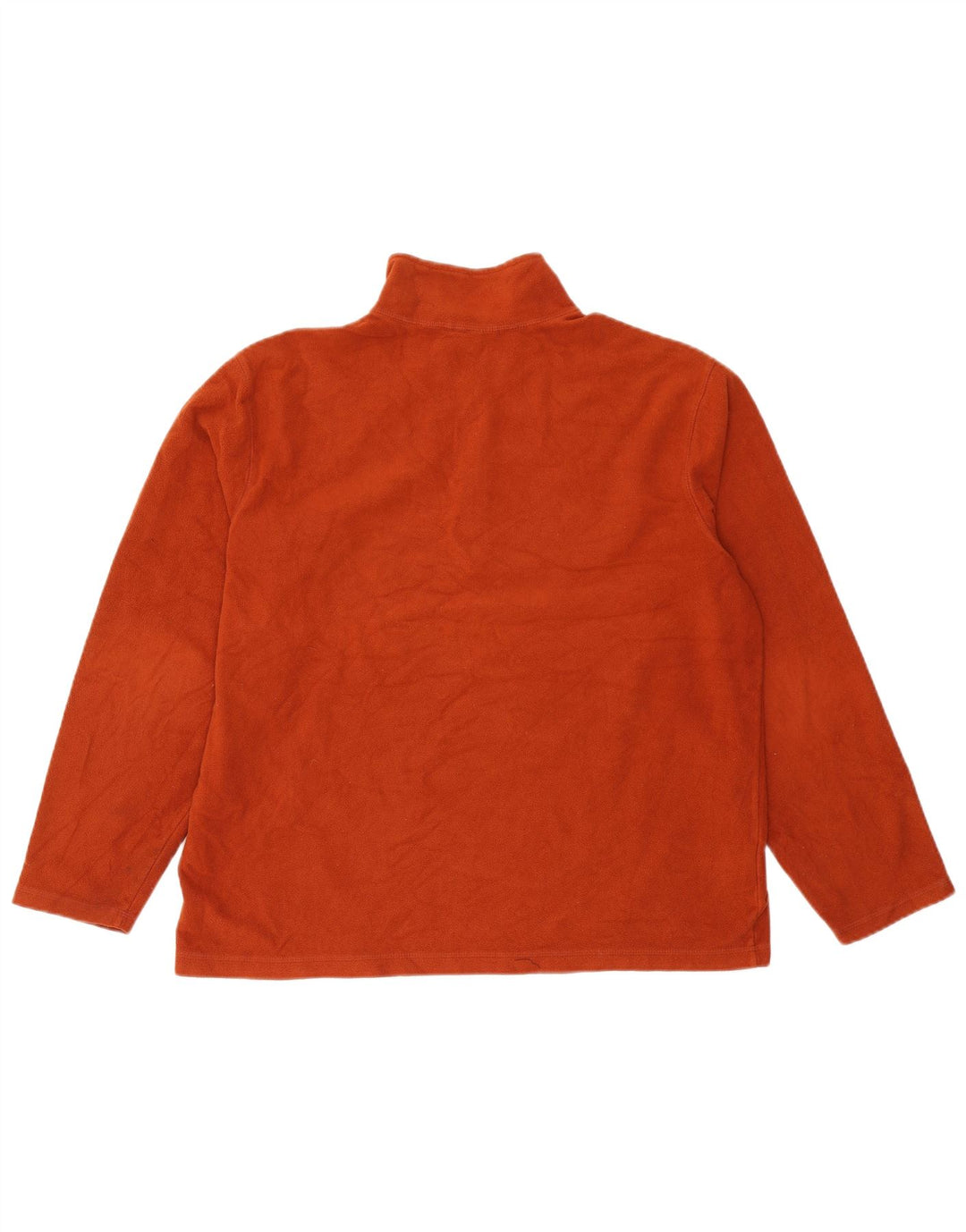 EDDIE BAUER Mens Zip Neck Fleece Jumper Large Orange Polyester