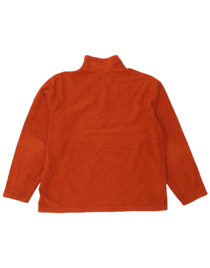EDDIE BAUER Mens Zip Neck Fleece Jumper Large Orange Polyester