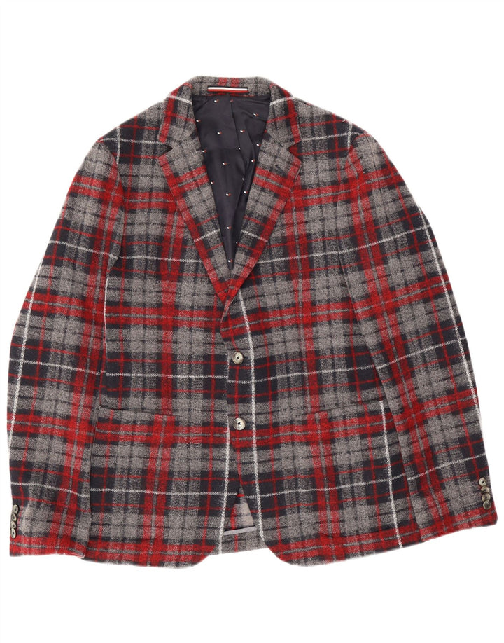 Tommy Hilfiger Mens 2 Button Blazer Jacket EU 50 Large Navy Blue Plaid