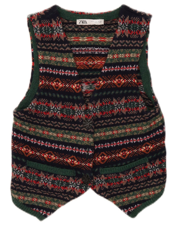Zara Womens Crop vest UK 12 Medium Flerfarvet Uld