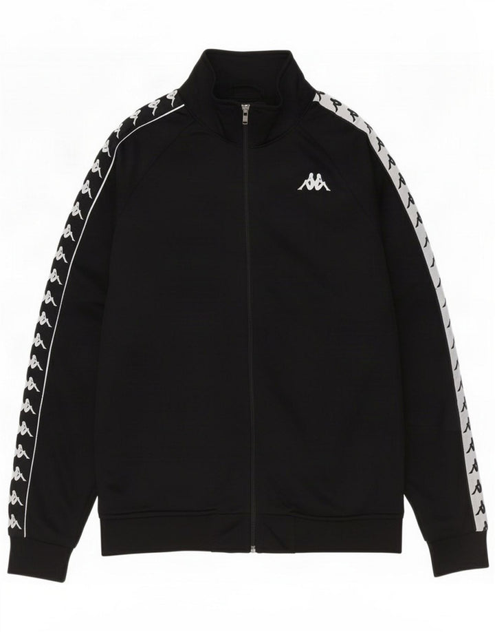 Kappa Womens Graphic Tracksuit Top Jacket UK 14 Medium Black Colourblock
