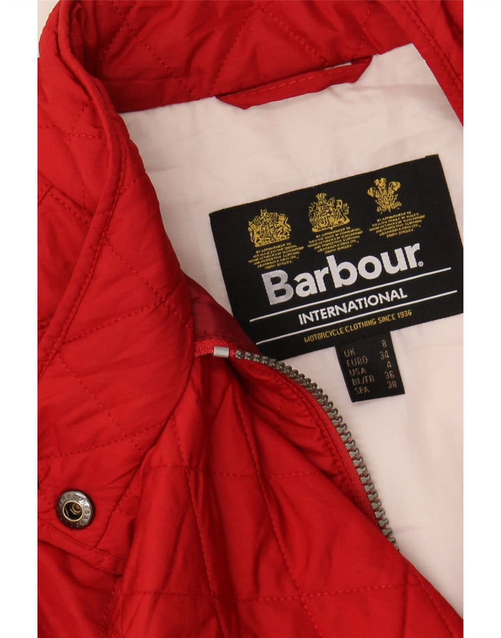 BARBOUR Womens Quilted Jacket UK 8 Small Red Polyester
