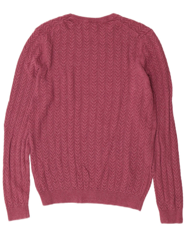 Massimo Dutti Mens Crew Neck Jumper Sweater Large Burgundy Cotton