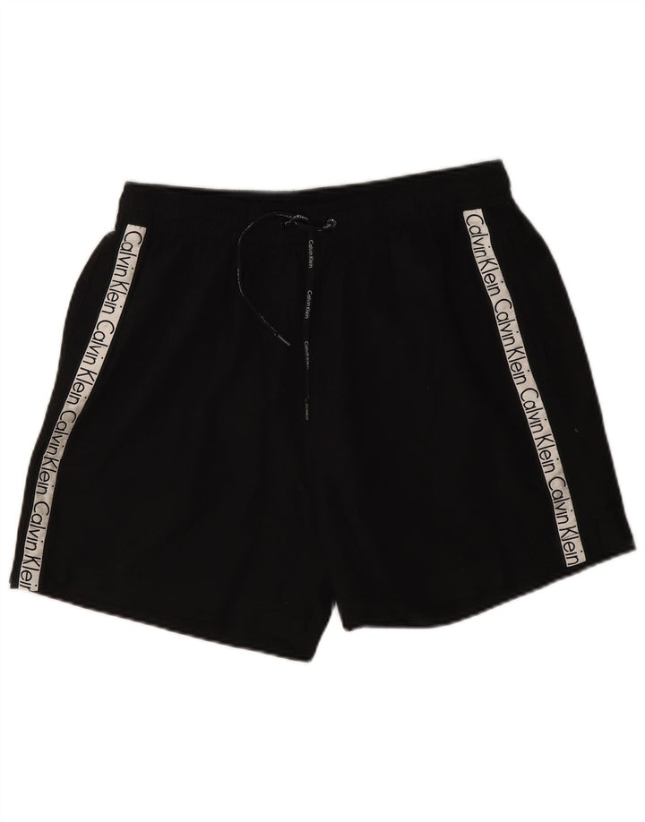 Calvin Klein Mens Graphic Swimming Shorts Large Black Colourblock Polyester