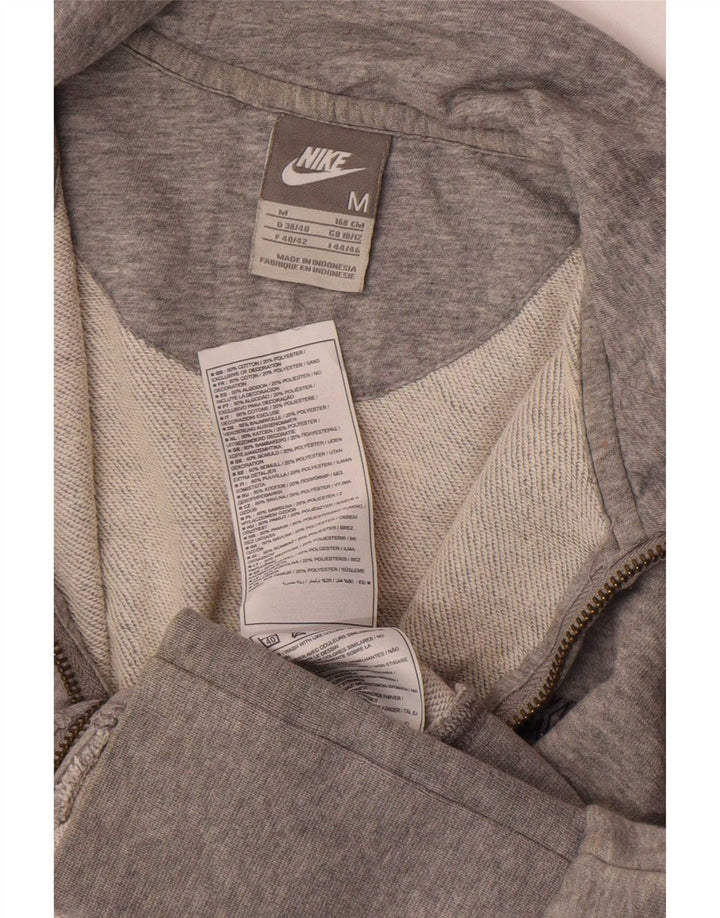 Nike Womens Tracksuit Top Jacket UK 10/12 Medium Grey Flecked Cotton