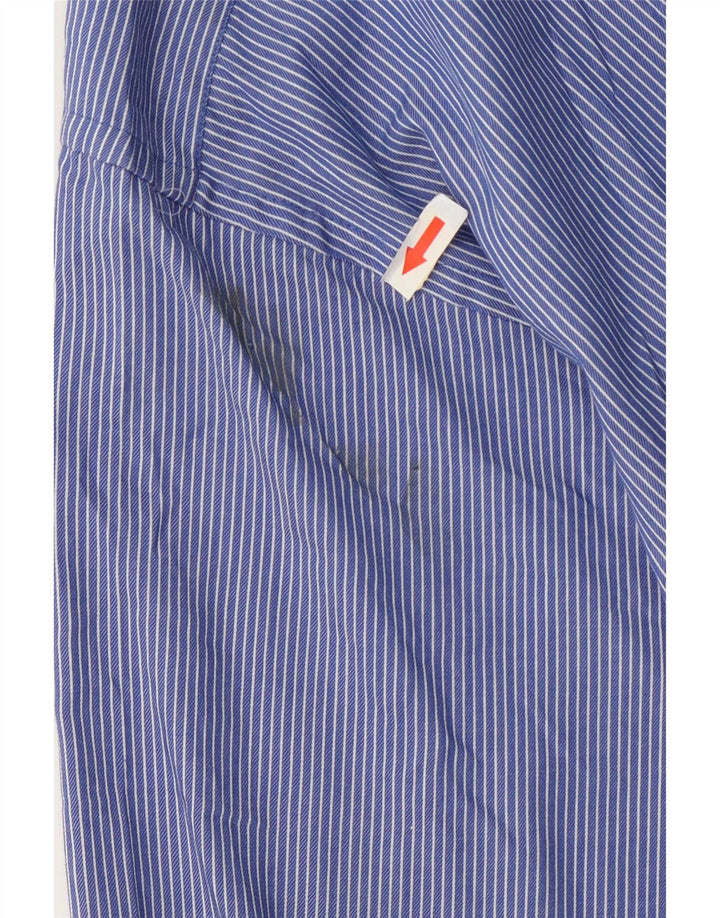 Chaps Mens Shirt Size 16 1/2 Large Blue Pinstripe Cotton