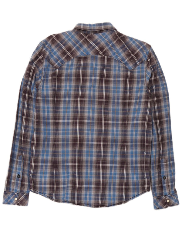 Lee Mens Slim Fit Shirt Large Blue Check Cotton