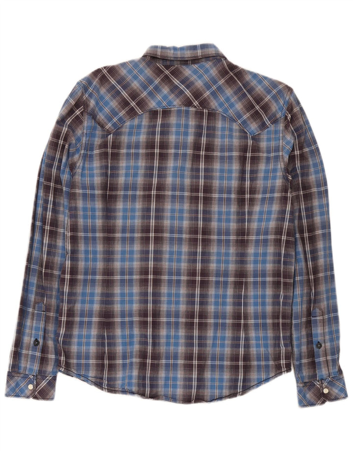 Lee Mens Slim Fit Shirt Large Blue Check Cotton