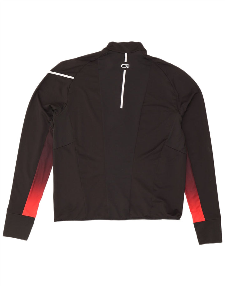 Decathlon Mens Zip Neck Pullover Tracksuit Top XL Black Colourblock