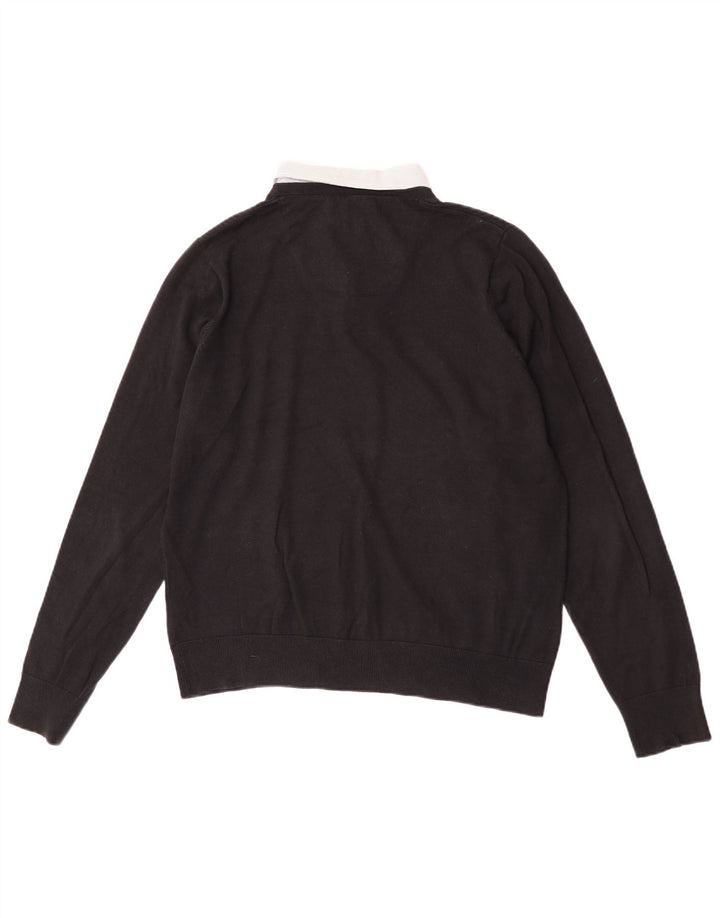 Marks & Spencer Herren Autograph Pullover mit V-Ausschnitt aus mittelschwarzer Baumwolle