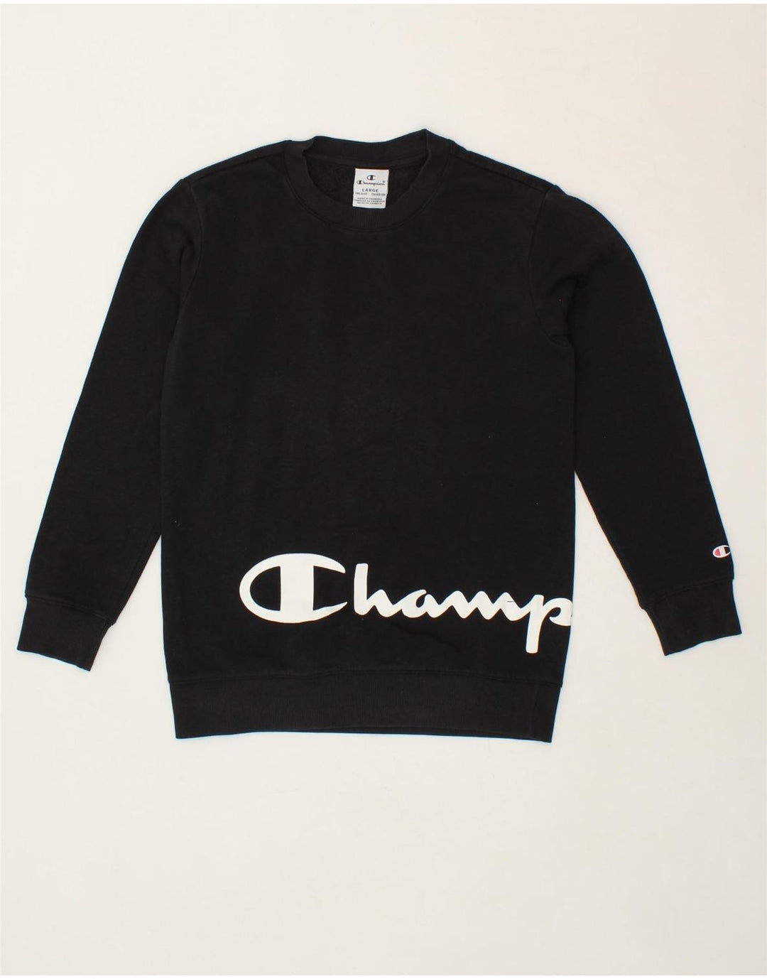 CHAMPION Boys Graphic Sweatshirt Jumper 11-12 Years Large Black Vintage Champion and Second-Hand Champion from Messina Hembry 