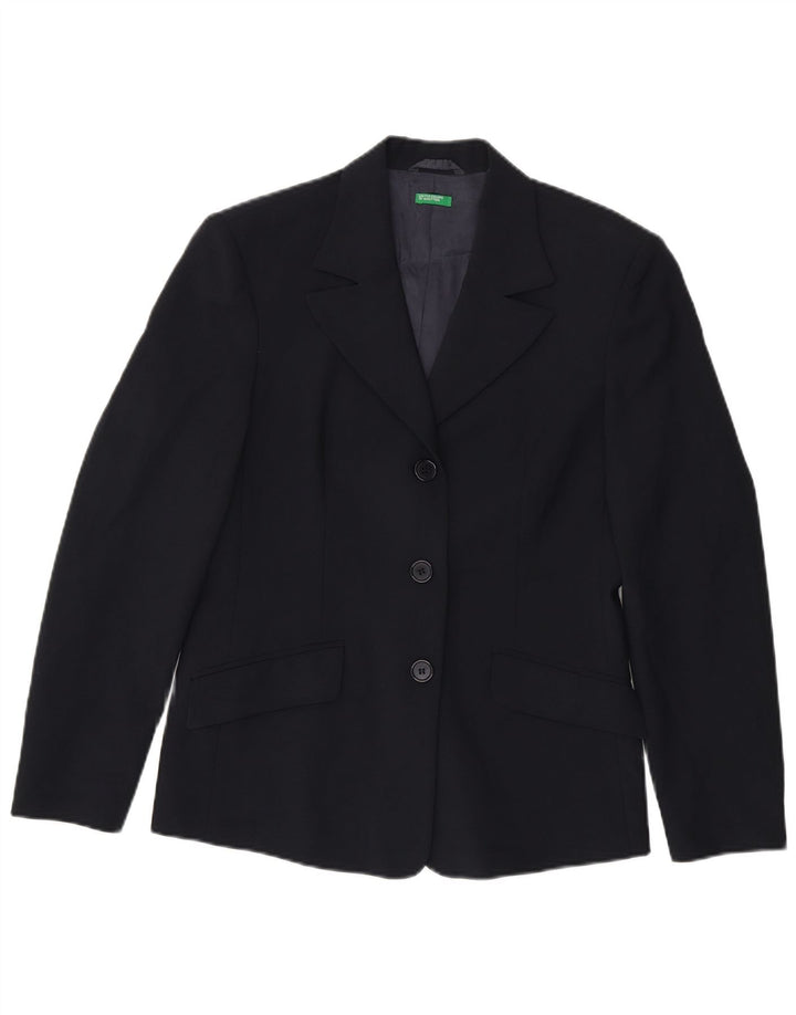 Jaqueta Blazer Feminina Benetton com 3 Botões IT 44 Poliéster Azul Marinho Médio