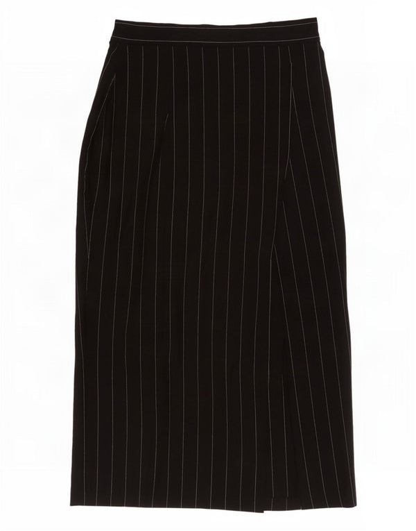 St. Bernard Damen Midirock UK 14 Medium W26 Schwarzes Nadelstreifen-Polyester