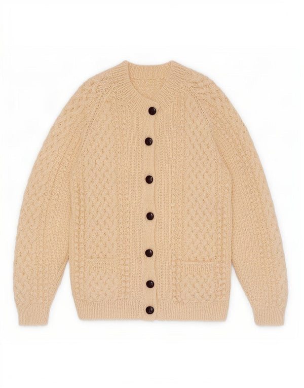 Suéter Cardigan Feminino Vintage UK 12 Médio Off White