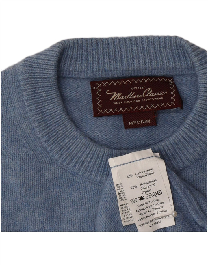 Marlboro Classics Mens Crew Neck Jumper Sweater Medium Blue Wool