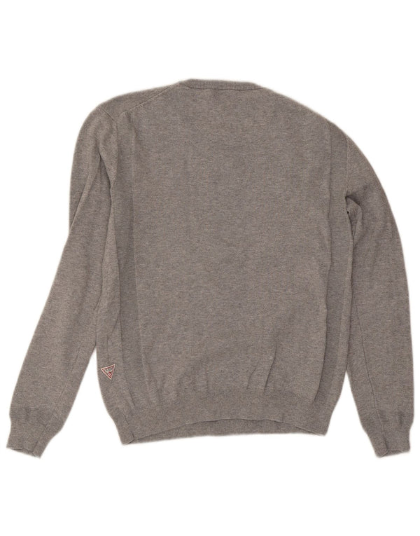Guess Mens Graphic Crew Neck Jumper Sweater XS Grey Cotton