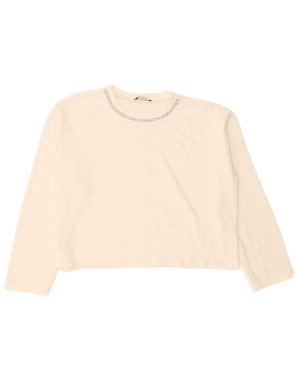 Top supradimensionat pentru femei Zara cu mânecă lungă UK 14 Medium White