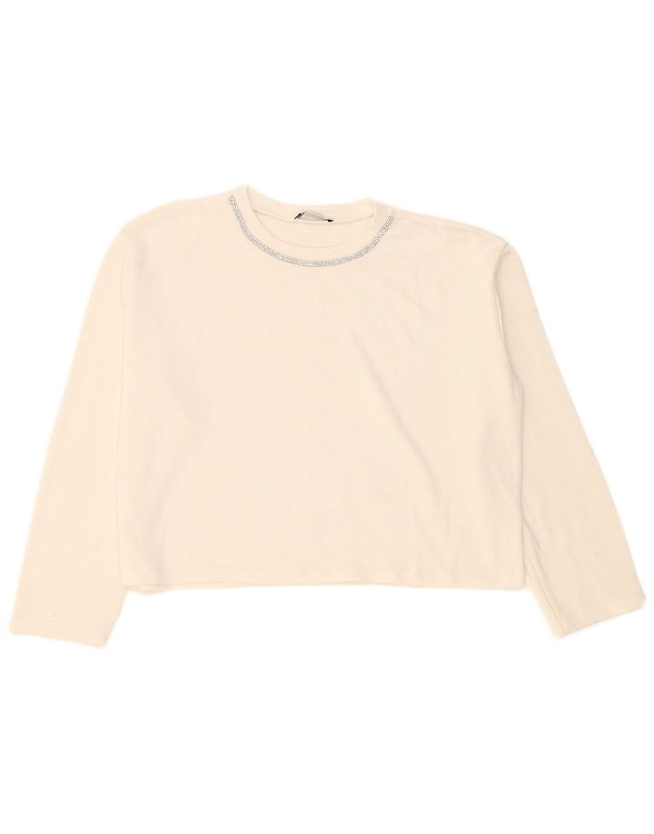Zara Womens Crop Oversized Top Long Sleeve UK 14 Medium White