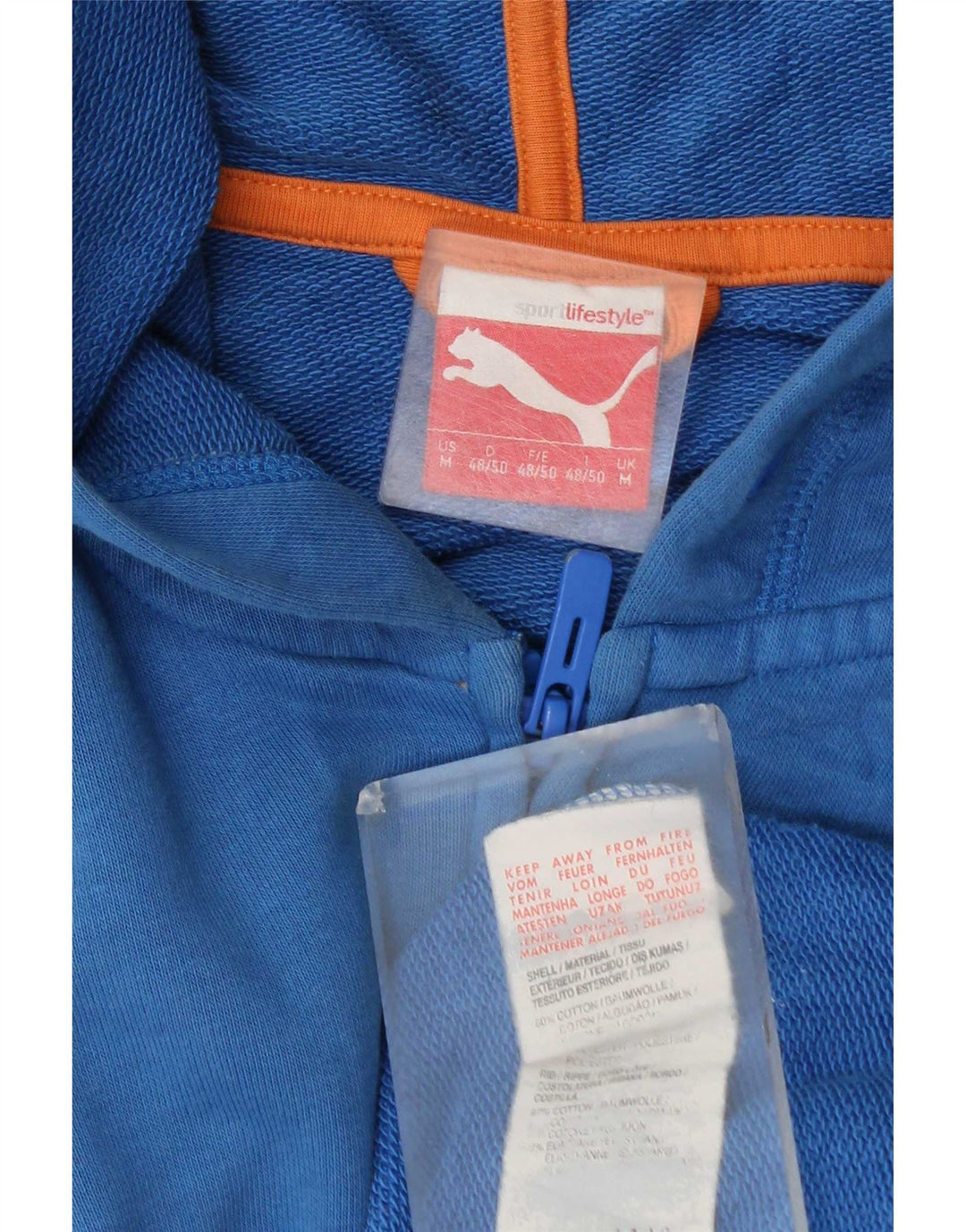Puma Mens Graphic Zip Hoodie Sweater Medium Blue Cotton