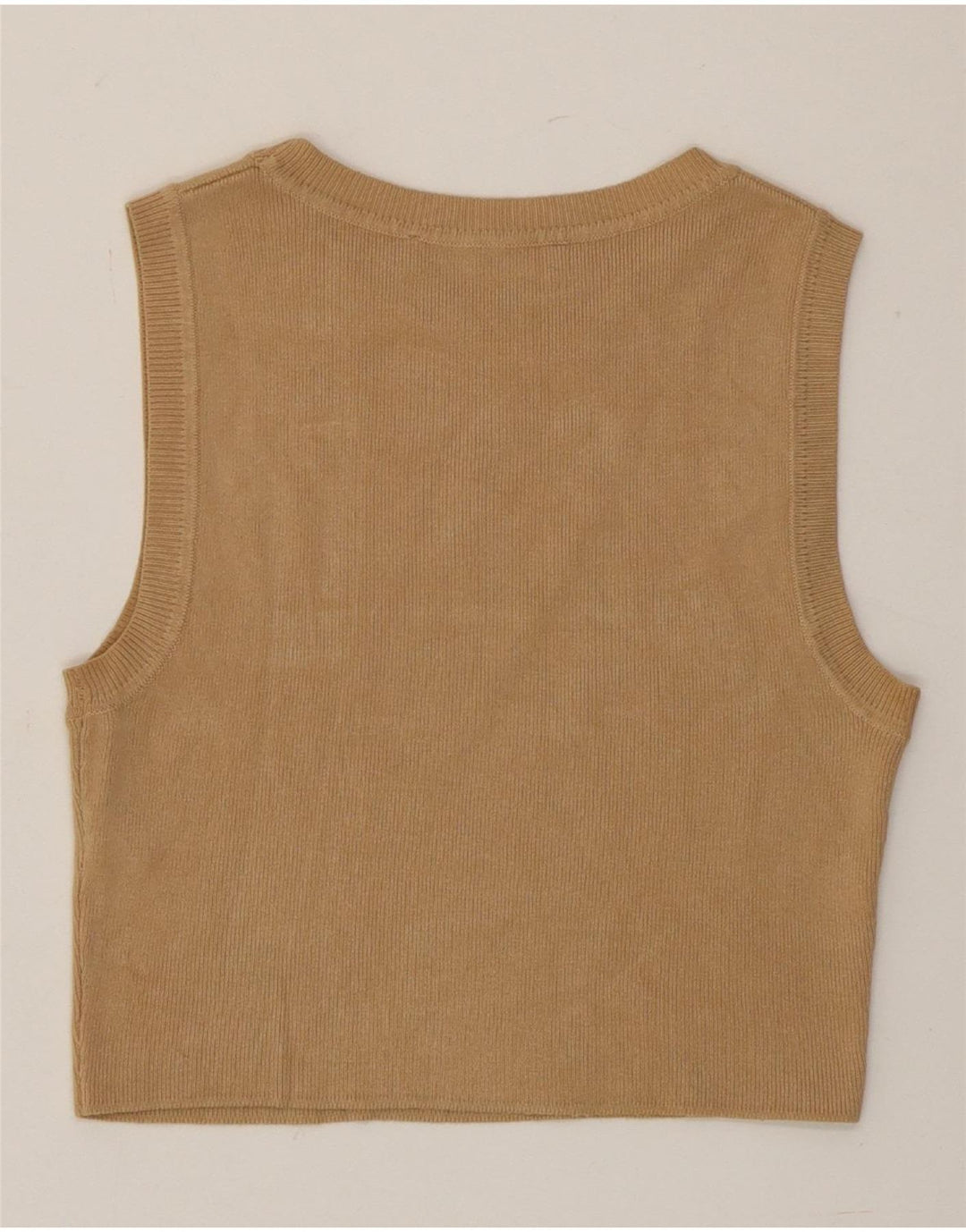 Zara Womens Crop Vest Tank Top UK 12 Medium Brown Viscose