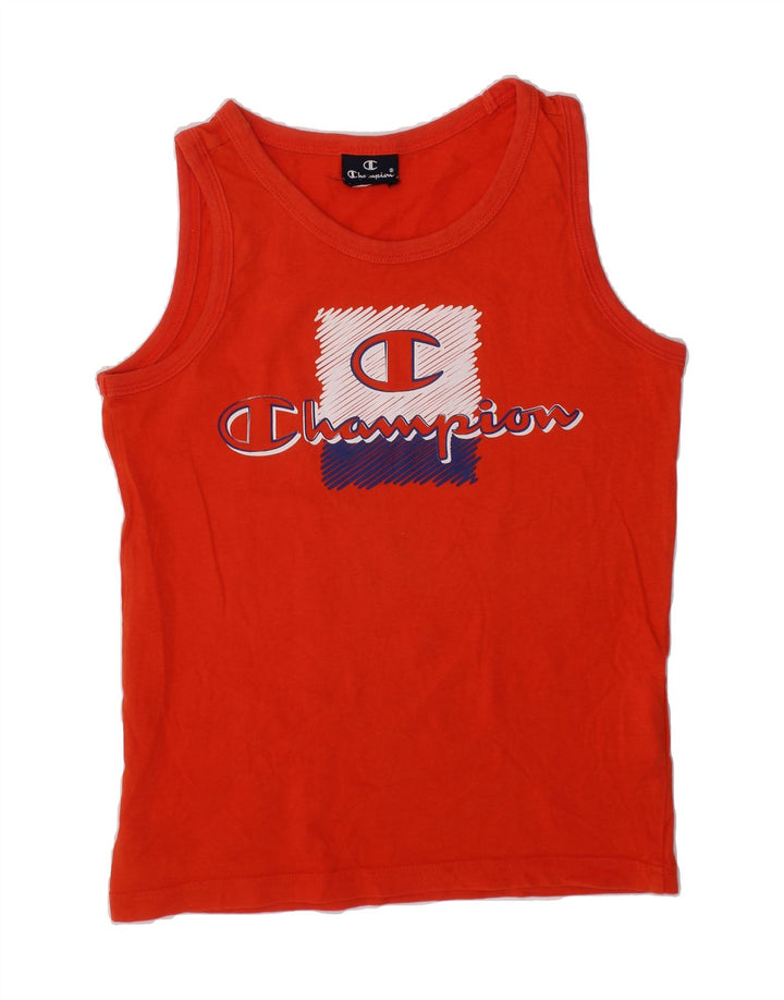 CHAMPION Boys Graphic Vest Top 9-10 Years Red Cotton Vintage Champion and Second-Hand Champion from Messina Hembry 