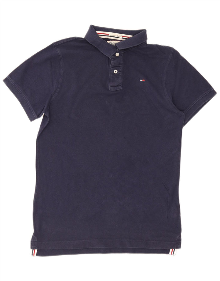 Tommy Hilfiger Herren-Poloshirt, mittelmarineblaue Baumwolle