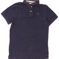 Tommy Hilfiger Herren-Poloshirt, mittelmarineblaue Baumwolle