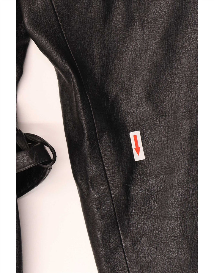 Madeleine Womens Double Breasted Leather Jacket UK 12 Medium Black