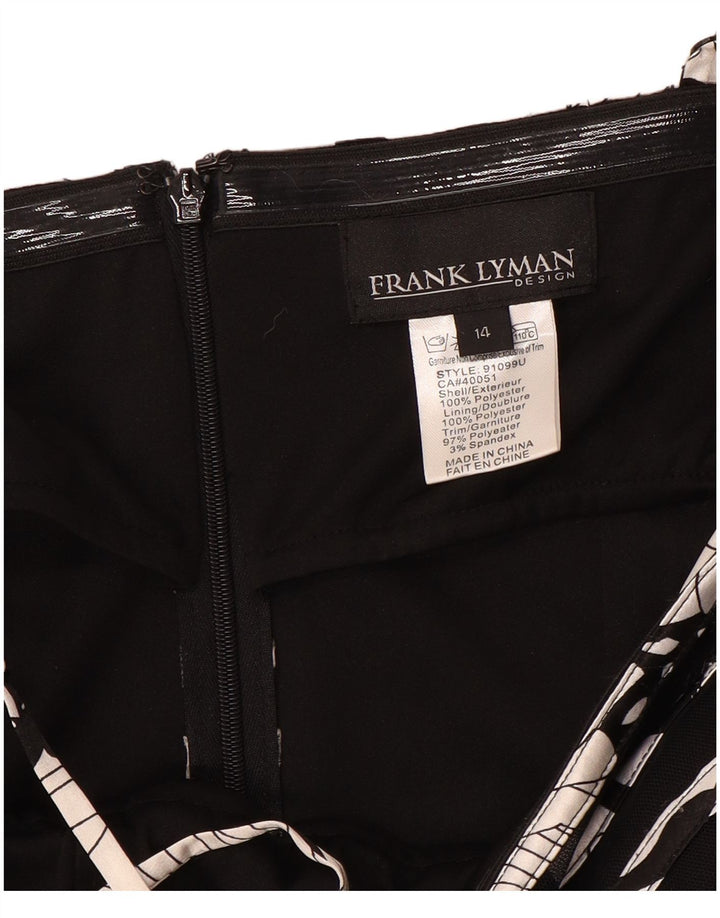 FRANK LYMAN Womens Slip Dress UK 14 Medium Black Striped Polyester