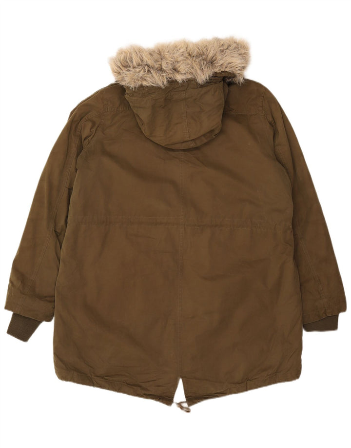 Giacca parka con cappuccio da donna FAT FACE UK 16 grande poliestere kaki