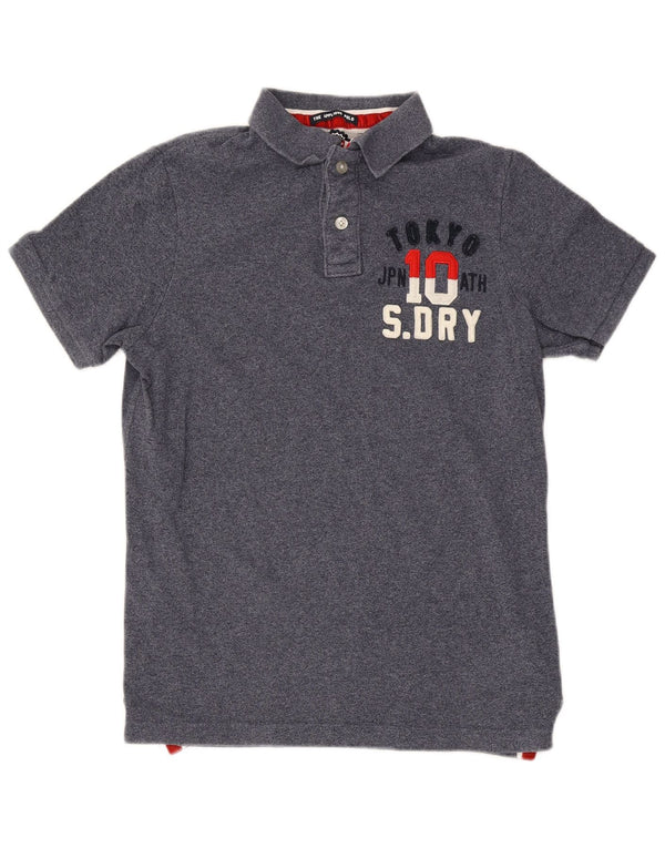 Мужская рубашка-поло с рисунком Superdry XL, синяя хлопковая крапинка