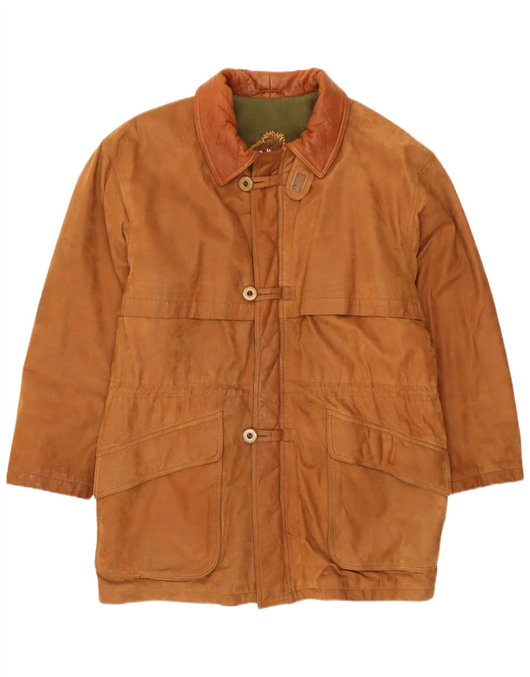 Vintage Mens Leather Windbreaker Jacket IT 46 Small Brown Leather