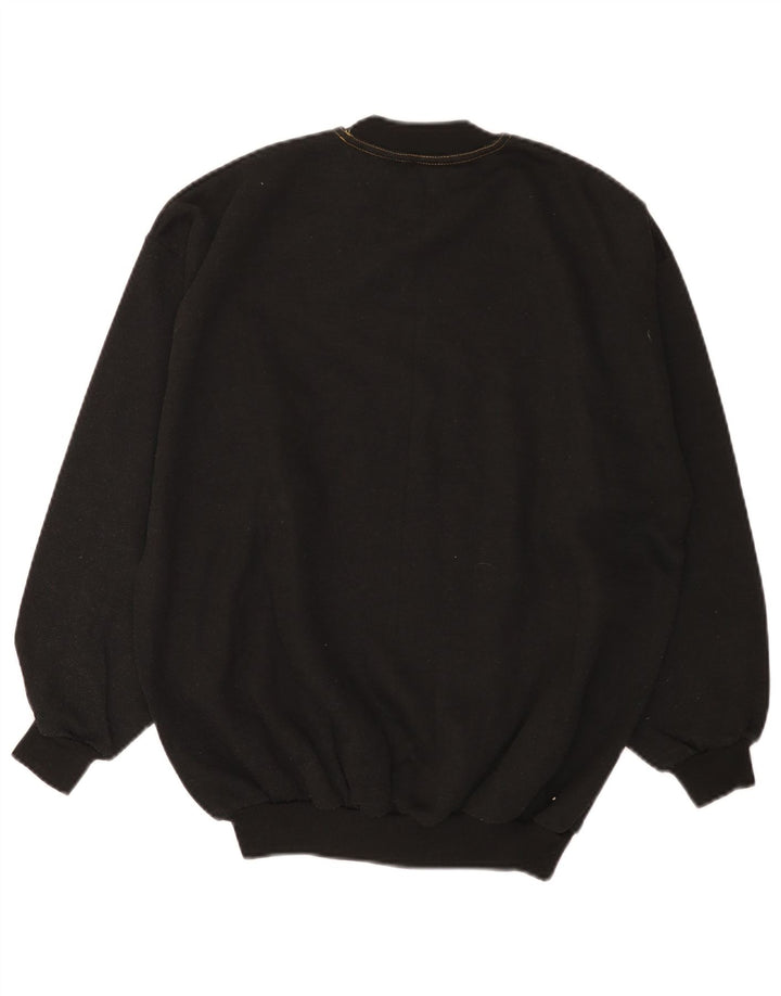 Vintage Mens Graphic Sweatshirt Jumper Medium Black Cotton