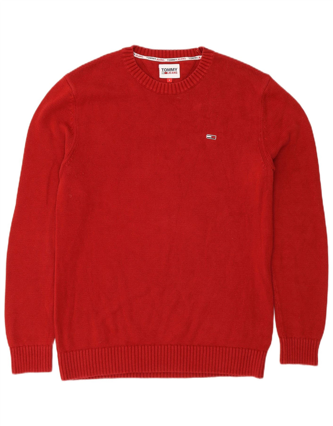 Tommy Hilfiger Mens Crew Neck Jumper Sweater Small Red Cotton