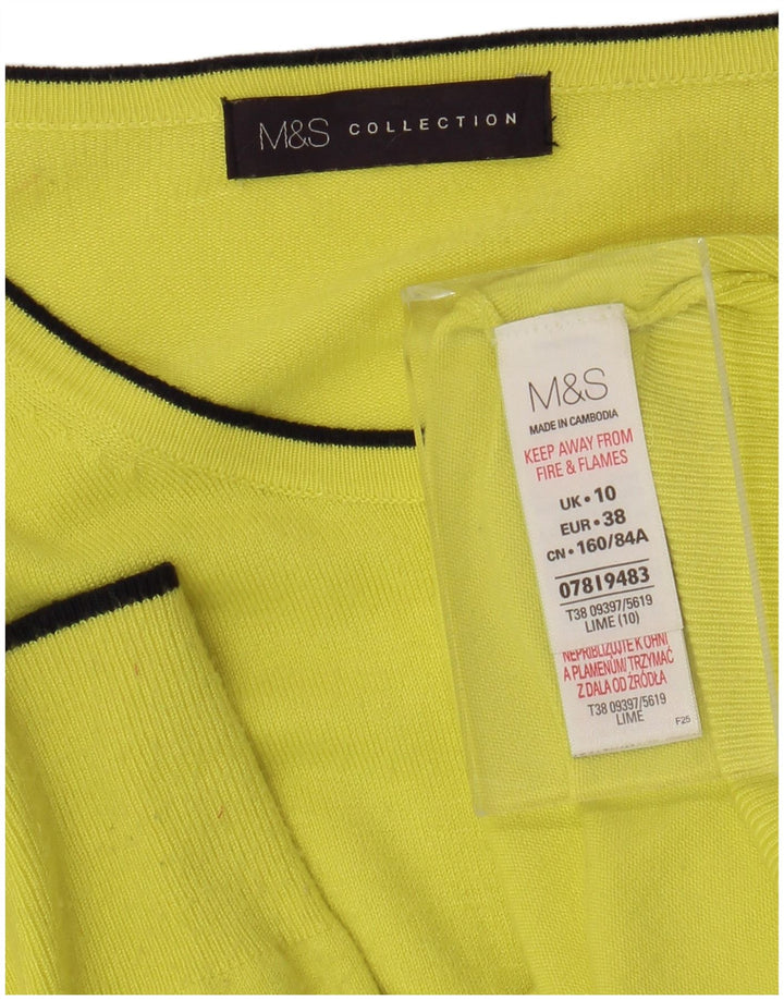 Marks & Spencer Womens Cardigan Sweater UK 10 Small Yellow Viscose