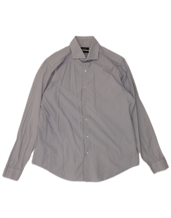 Liu Jo Mens Slim Fit Shirt Size 40 Medium Blue Geometric Cotton