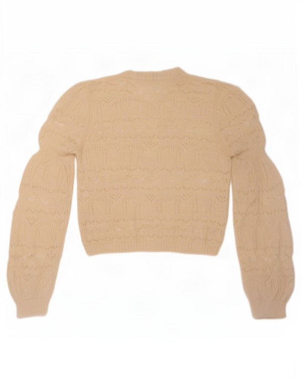 Zara Womens Crop Boat Neck Jumper Sweater UK 14 Medium Off White