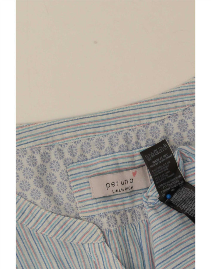 Marks & Spencer Donna Per Una Camicetta Top UK 12 Blu Medio a Righe