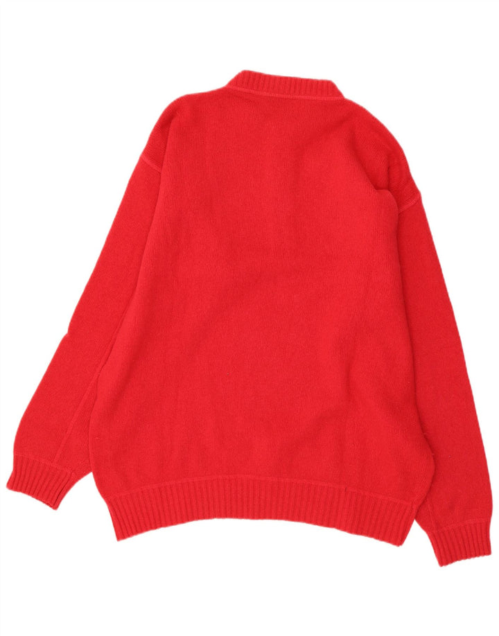AMERICANINO Mens Graphic Crew Neck Jumper Sweater Large Red