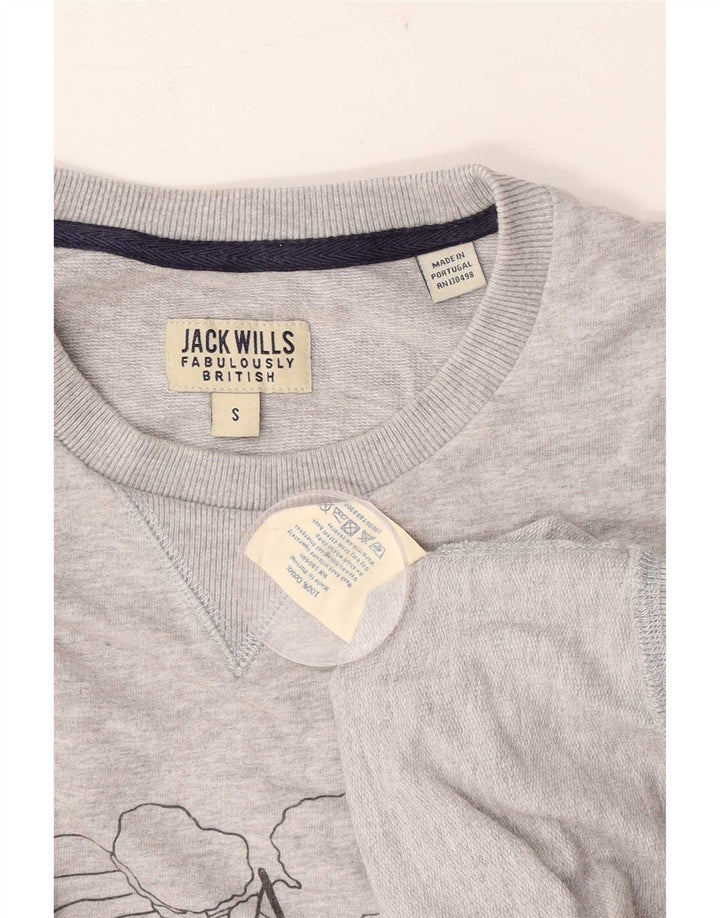 Jack Wills Herre grafisk sweatshirt jumper lille grå bomuld